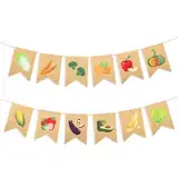 BOXOB 2 Stück Bauernmarkt Dekoration, Innovatives Individuelles Obst und Gemüse Banner & Lokal Angebaut Banner für Gärtner Partys & Bauernhof Fruchtfeste