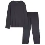 CityComfort Warme Schlafanzug Herren Lang, 2-Teiliges Pyjama Set - Geschenke für Herren Teenager (Marineblau, M)