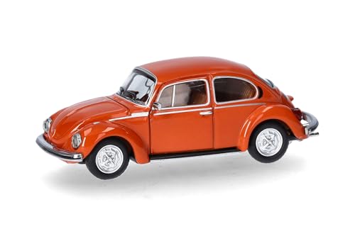 Herpa Modellauto VW Käfer 1303, Leuchtorange, Miniatur im Maßstab 1:87, Sammlerstück, Made in Germany, Modell aus Kunststoff