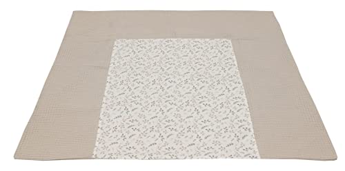 ULLENBOOM ® Wickelauflagenbezug 75x85 cm Floral-Sand (Made in EU) - abnehmbarer Bezug für Wickelauflage 85x75, Baby Überzug für Wickelunterlage aus Baumwolle, Wickelbezug für Wickeltisch