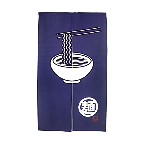 LIGICKY Japanische Gardinen Noren Lang Vorhänge Türvorhang Tapisseri für die Heimtextilien Raumteiler, Küche, Restaurant, Blau 85 x 150 cm (Nudeln)