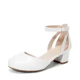 DREAM PAIRS Mädchen Abendschuhe Knöchelriemchen High Heels Mary Jane Schuhe Prinzessinnenschuhe Geeignet für Hochzeiten Geburtstagsfeiern Campus,Size 35,Weiss,KKUMPU2501