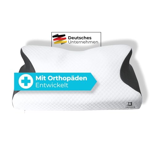 Drader Orthopädisches Kissen - Memory Foam Kissen - Ergonomisches Kopfkissen für Bauch, Rücken und Seitenschläfer - Nackenstützkissen gegen Rücken,- und Nackenschmerzen - Antischnarchkissen