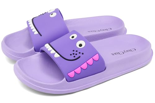 ChayChax Kinder Pantoletten Sommer Hausschuhe Leicht Badeschuhe Badepantolette Offener Zeh Strand Sandalen Bequeme Badeschlappen,Violett,28/29 EU=Hersteller 29