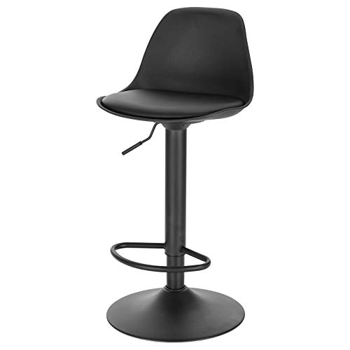 EUGAD Barhocker 1x Tresenhocker mit Rückenlehne, Barstühle Höhenverstellbar und 360° Drehbar, Zeitgenössisch für Esszimmer, Bar Schwarz, 0651BY-1