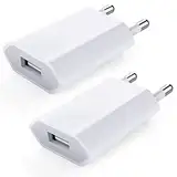 USB Ladegerät 2-Pack USB Netzteil Ladestecker 5V-1A Universal Stecker Adapter Steckdose Stromadapter Netzstecker Ladestecker kompatibel für iPhone 12/13/11/X/8/7, Samsung Galaxy, Huawei, Handy - Weiß