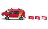 siku 2116, VW T6 Notarztwagen, Metall/Kunststoff, 1:50, Rot/Weiß, Wechselbare Räder, Fahrer- und Beifahrertür und Heckklappe zum Öffnen, Inkl. Zubehör