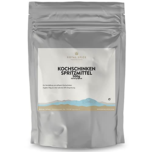 Royal Spice Schinken Spritzmittel 500g - Mit der Komplettmischung im Handumdrehen zum selbstgemachten Kochschinken - Saftigkeit, zarter Biss & stabiles Fleischrot wie vom Metzger