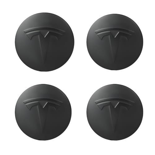 ShowEv für Tesla Model 3 Y Radkappen Mitte Logo 4Pcs (Schwarzes Logo)