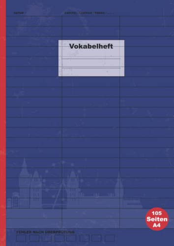 vokabelheft a4 3 spalten: Englisch Vokabelheft DIN A4 liniert mit 3 Spalten mit Register A-Z für über 2500 Vokabeln und 100 Seiten - Vokabelbuch - London im Grunge