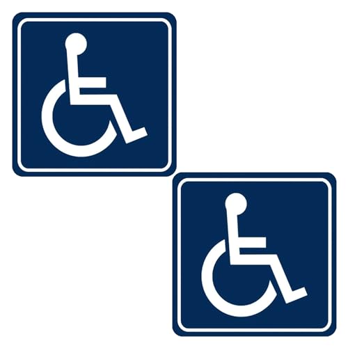 2 Stück Aufkleber für behinderte Rollstuhlfahrer, behindertengerechte Autoaufkleber, barrierefreie Durchgangsschildaufkleber, Sicherheitsschildaufkleber (blau)