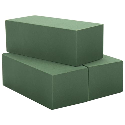 TAOPE Blumensteckschaum - Nasssteckschaum Set 20 x 9 x 6 cm Steckmoos, 3 Stück Quadratischer Blumenschaum, Steckmasse, Steckziegel für Blumengestecke - Steckschwamm, Basteln, Feiern, Hochzeit