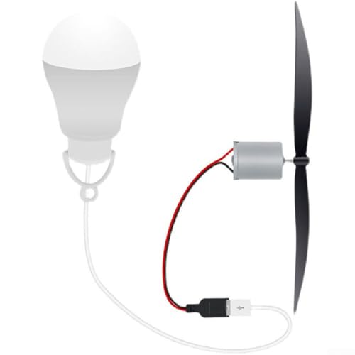 Zeroupshop Windräder, Wind Strom Generator Mini Generator, Windkraftanlage DIY Lehrmodell Mikrogenerator mit Windpropeller, windrad stromerzeugung mit USB-Glühbirne