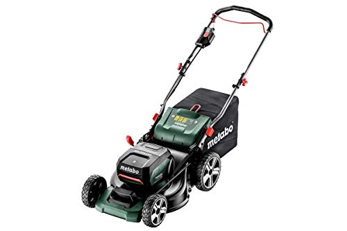 Metabo Akku-Rasenmäher mit Mulchfunktion RM 36-18 LTX BL 46 (601606650) für große Flächen im Garten, mit 2 Akkus & Duo Schnellladegerät, 18V