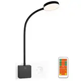 ENUOTEK LED Wandlampe Steckdose Schlafzimmer Lampe Leselampe Bett Nachttischlampe Dimmbar mit Stecker und Fernbedienung, 4W 280Lm 3000K-4000K-5000K, 1er Lampe und 1er Fernbedienung (Schwarz)