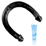Riesiger Realistischer Schwarzer Doppeldildo für Doppelseitige Lesbische Anal G-Punkt Stimulator Sexspielzeug für Frauen Männer Paare Dildo Länge 34 cm Durchmesser 3,2 cm /2,5 cm