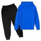 Jungen MäDchen Trainingsanzug Oberteil Trainingshose Jogging Bekleidungsset Basic 2 Teiler Jogginganzug Set Mit Kapuze Sportjacke Autumn Winter Hoodie Sweatshirt Fitnessstudio Sport Joggers Voll