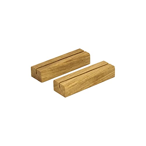holzkin Fotohalter/Bilderhalter/Kartenhalter- Massivholz - Diverse Holzarten - Stückzahl wählbar (Eiche, 2 Stück)