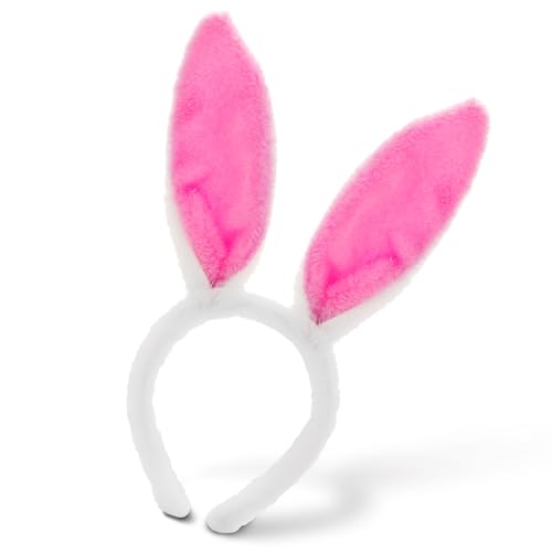 Hasenohren Haarreif, Ostern Hase Ohren Haarbänder Niedlich Plüsch Haarschmuck Kaninchen Stirnbänder Cosplay-Zubehör für Party Karneval Halloween Geburtstag Kostüm Cosplay Dekoration(Rosenrot)