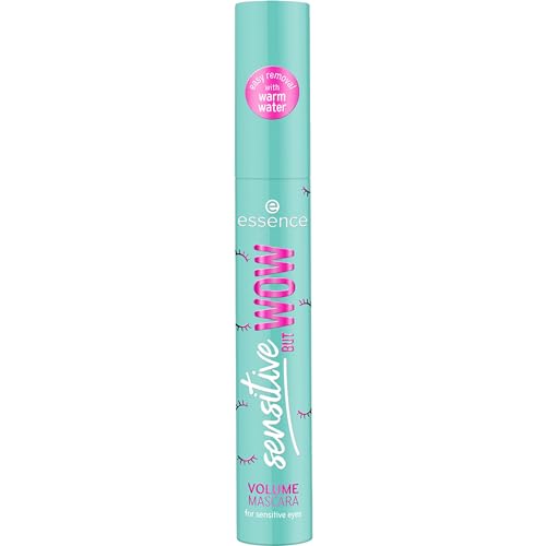 essence cosmetics sensitive BUT WOW VOLUME mascara, Wimperntusche, schwarz, Einfach zu entfernen, volumengebend, für sensible Augen, Haut, langanhaltend, Wischfest, vegan, ohne Parfüm (8,5ml)