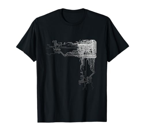 Computer-Hacker Wissenschaftler PC Nerds Geschenke CPU Technologie Nerd Computerchip Informatiker Programmierer T-Shirt Schwarz Unisex Klein EU S Kurzarm Klassisch geschnitten, doppelt genähter Saum