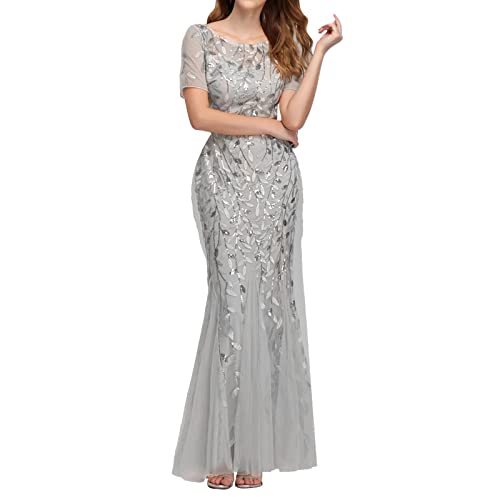 Festliche Kleider Für Hochzeit Damen Kleid Lässig Große Schaukel Sexy Langer Rock Für Outdoor Indoor Business Club (Farbe: Grau, Größe:) Damen Kleid Elegant Schwarz Blitzangebote des Tages Aktuell
