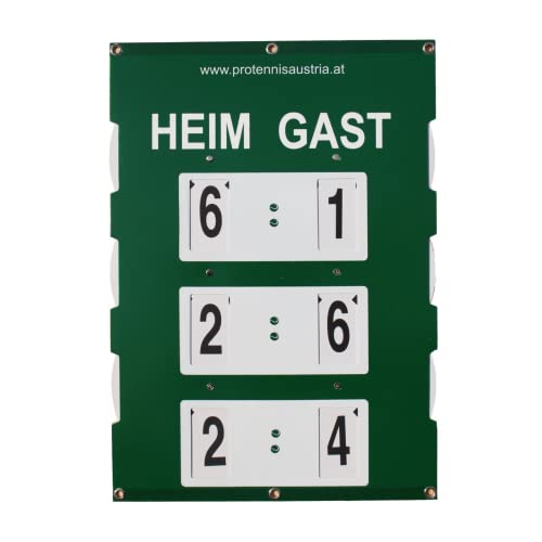 ProTennisAustria Tennis Spielstandsanzeige - Medium 82x58 cm - Tennis Scoreboard Grün - Zähltafel/Anzeigetafel für den Tennisplatz - Tennis Zähler