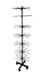 155cm Verkaufsständer drehbar | rollbares Warenständer 7 Etagen | Ladendekoration | Drehständer mit 70x Haken aus Metall | Ständer Ladenausstattung Theke | Ladeneinrichtung Kleinartikelständer schwarz