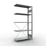 SCHULTE Lagertechnik Anbauregal, Fachbodenregal Stecksystem MULTIplus150, 2000 x 1000 x 400 mm (HxBxT), 5 Fachböden, Kreuzstrebe, verzinkt - Expressline