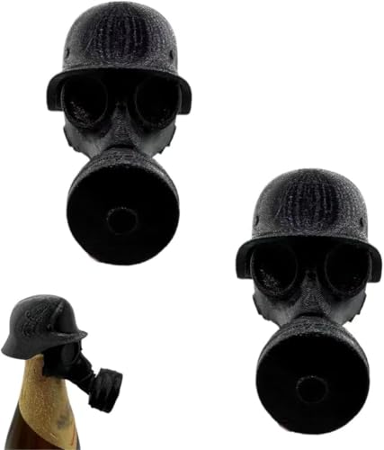 GM-30 Gasmaske Bierflaschenverschlüsse,Soldat Salute Bier Flasche Helm Flaschenhelm,Neuartige wiederverwendbare Bier-Staubschutzverschlüsse für Weinflaschen (Style-2, 2PC)