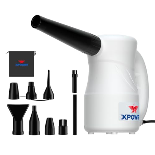 XPOWER Cyber Duster Elektrischer Luft-Staubwedel zum Staubwischen, Trocknen, Aufblasen, Blasen, Auto-Detaillierung, Computer-Wartung, Laubblasen, Hochleistungsmotor, umweltfreundlich (Weiß, A-2S)