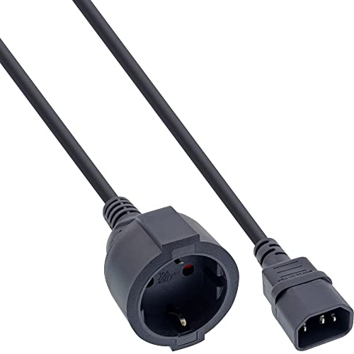 InLine 16659K Netz Adapter Kabel, Kaltgeräte C14 auf Schutzkontakt Buchse, für USV, 0,5m