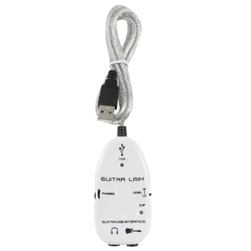 USB -Audio -Schnittstelle, Gitarrenschnittstelle Gitarre Zum USB Schnittstellen Link Kabel Kabeladapter mit Audio Connector Recorder Guitar Interface für PC Computer (WHITE)