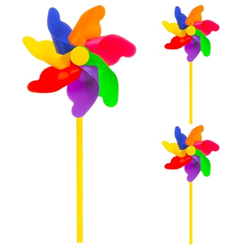 QZKJQDD 3 Stücke Vogelabwehr Windrad, Windrad GartenTaubenschreck, Windrad Garten, Windräder Kinder, Regenbogen Windrad Balkon, für Balkon, Garten, Obstgarten, Hof, Dach (Regenbogenfarben, ø 18cm)