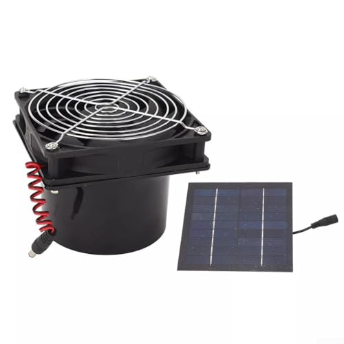 Solarbetriebenes Ventilator-Set, kompakter und integrierter solarbetriebener Abluftventilator mit 50 W Solarpanel, für Hühnerstall, Gewächshaus, Haustierhaus