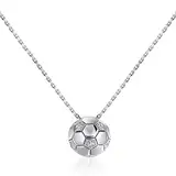 Patelai Fußball Charm Halskette Gravierte Kette mit Fußball Anhänger Strass Halskette für Fußballfans Sportler Frauen Männer Mädchen Jungen Unisex Schmuck Geschenk (Silber, Fußball)