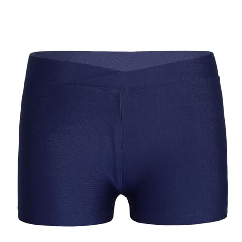 FEESHOW Kinder Mädchen Sport Shorts Stretch Gymnastik Ballett Tanzshorts Gym Training Tights Shorts Hot Pants Kurz Hose Slim Fit Navy Blau 140-152