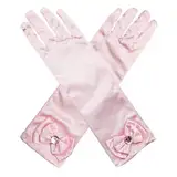 Husalsea Kinder lange Handschuhe, Schleife mit Diamanten Handschuhe, Prinzessin Satin Handschuhe, geeignet für Hochzeit Blumenmädchen, Geburtstag, Urlaub Feier, Kostüm Party Zubehör Handschuhe (Pink)