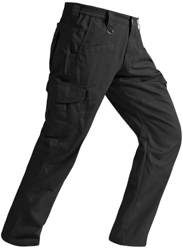 SPOSULEI Taktische Hose Herren Ripstop Cargohose Leichte Outdoor Wanderhose Arbeitshosen wasserdichte Militär Safari Hose Mit 9 Taschen Schwarz 42Wx30L