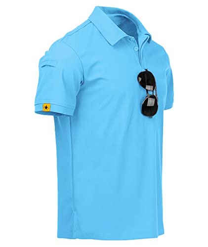 JACKETOWN Poloshirts Herren Kurzarm Atmungsaktives Schnelltrocknend Poloshirts Männer Sommer Knopfleiste T-Shirts Männer Casual Sport Shirt Basic Regular Fit Golf Polohemd(SkyBlue-M)