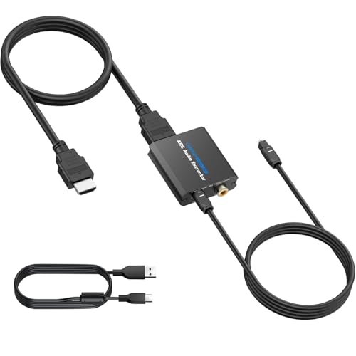 CAMWAY HDMI ARC Audio Extractor, HDMI Optical Audio Splitter zu Optisches und Koaxial Stereo Audio Out, HDMI ARC Adapter mit HDMI-Kabel für Verstärker, Soundbar, Heimkinosystem usw