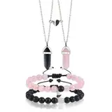 Lucktao 4 Stück Magnet pärchen kette+Magnet matching bracelets,Matching Armbänder für Paare,Passende Kristalle Armbänder,Naturstein-Perlenarmband,Pärchen Armband,Geschenke für Paare Freund Freundin