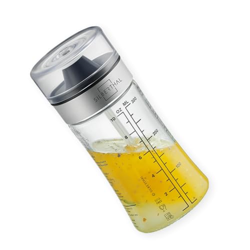 SILBERTHAL Dressingshaker Klein aus Glas mit Rezepten – 350 ml – Spülmaschinenfest - Neuer Deckel & Neue Rezepte