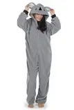 CityComfort Jumpsuit Damen Kuschelig Fleece Einteiler Schlafanzug Onesie Damen S-XL (Grauer Koala, XL)