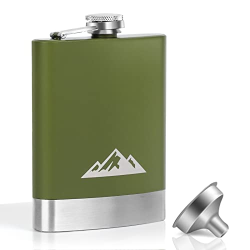 KWANITHINK Flachmann, 8oz/227ml Edelstahl Flachmann mit Trichter, Flachmann Whisky Hip Flask, Geschenk für Männer, Outdoor Flachmann für Wandern Hochzeit Camping Klettern Picknick