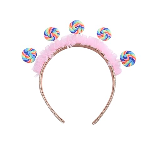 1 Stück Lollipop-Stirnband, Rosa Kinder-Stirnband, Süßigkeiten-Zubehör, Lollipop-Mädchen-Haar-Accessoires, Niedliches Cartoon-Süßigkeits-Stirnband-Zubehör