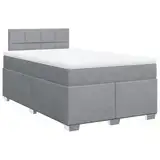 vidaXL Boxspringbett, Polsterbett Bett mit Matratze Matratzenauflage, Bettgestell mit Kopfteil Lattenrost, Doppelbett für Schlafzimmer, Hellgrau 120x200cm Stoff