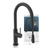SCHÜTTE 79566 Blackpool Küchenarmatur mit ausziehbarer Geschirrbrause, 360 Grad Wasserhahn für die Küche, Mischbatterie mit Einhebelmischer, Spültischarmatur mit Brause ausziehbar in Schwarz