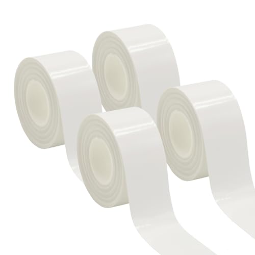 4 Rollen Thermo-Etikettenband, 15 mm x 4 m Kompatibel Etikettenband, Selbstklebende Etikettenband Etikettendrucker – auf Größe Zuschneidbar – Weiß, Transparent