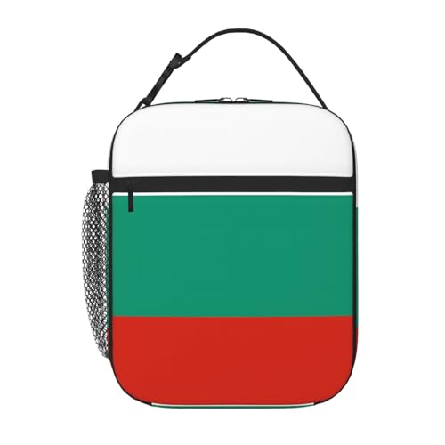 YYHWHJDE Tragbare isolierte Lunchtasche mit bulgarischem Flaggenmuster, wiederverwendbar, langlebig, für Damen und Herren, leicht zu tragen